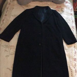 Long black mens wool cashmere trench coat